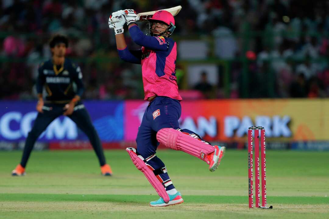 Vaibhav Suryavanshi celebrating his record-breaking fastest IPL century for Rajasthan Royals against Gujarat Titans in IPL 2025.